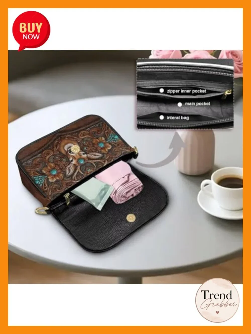 Large Capacity PU Leather Square Crossbody Clutch Purse with Adjustable Strap